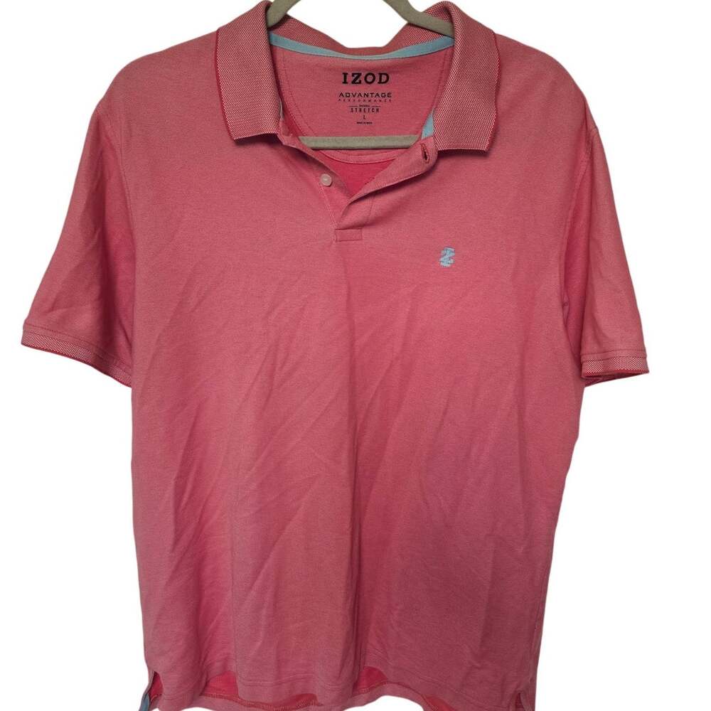 IZOD Advantage Performance Stretch Polo Shirt Men's Large Coral Pink Golf